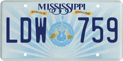 MS license plate LDW759