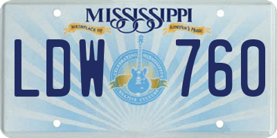 MS license plate LDW760