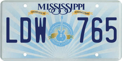 MS license plate LDW765
