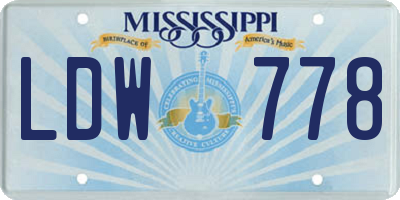 MS license plate LDW778
