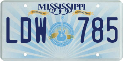 MS license plate LDW785