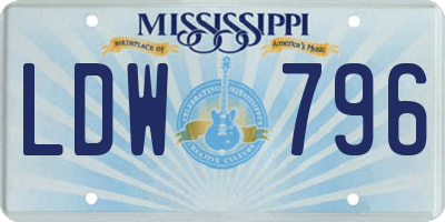 MS license plate LDW796
