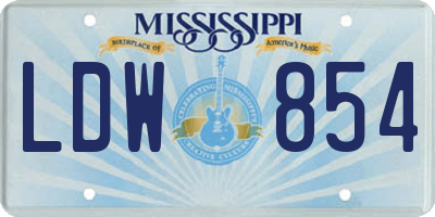 MS license plate LDW854