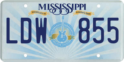 MS license plate LDW855