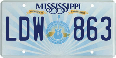 MS license plate LDW863