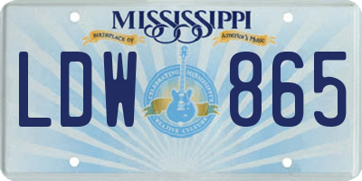 MS license plate LDW865