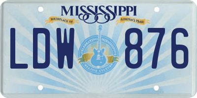 MS license plate LDW876