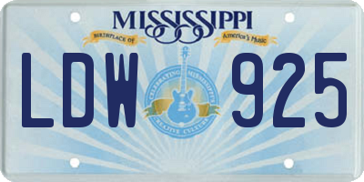 MS license plate LDW925