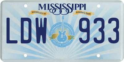 MS license plate LDW933