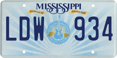 MS license plate LDW934