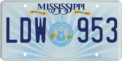 MS license plate LDW953