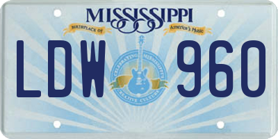 MS license plate LDW960