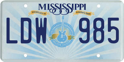 MS license plate LDW985