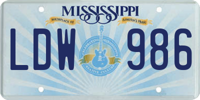 MS license plate LDW986