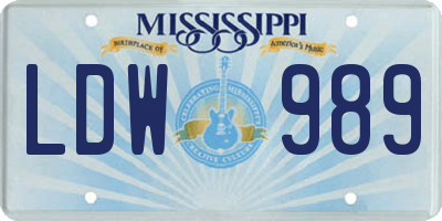 MS license plate LDW989