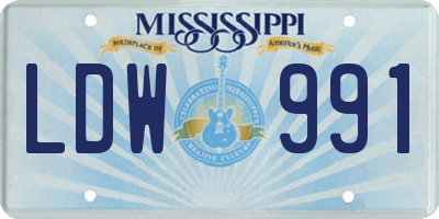 MS license plate LDW991