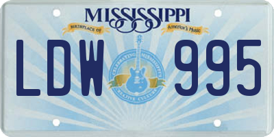 MS license plate LDW995