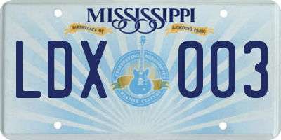 MS license plate LDX003