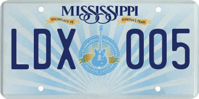 MS license plate LDX005