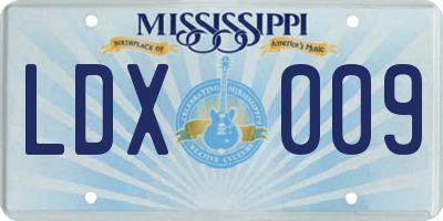 MS license plate LDX009