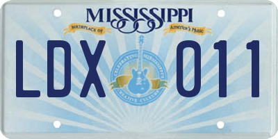 MS license plate LDX011