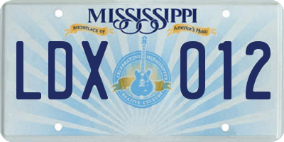 MS license plate LDX012