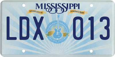 MS license plate LDX013