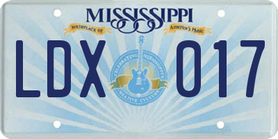 MS license plate LDX017