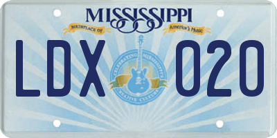 MS license plate LDX020