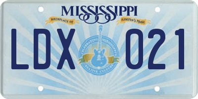 MS license plate LDX021