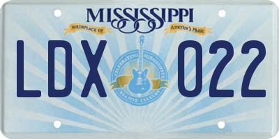 MS license plate LDX022