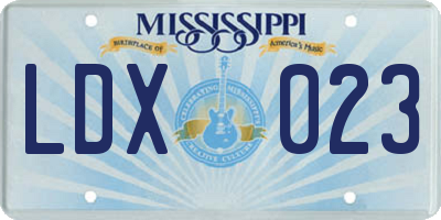 MS license plate LDX023