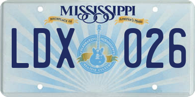 MS license plate LDX026