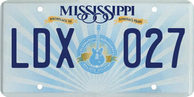 MS license plate LDX027