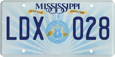 MS license plate LDX028