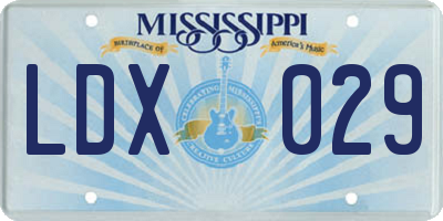 MS license plate LDX029