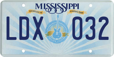 MS license plate LDX032