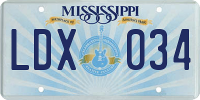 MS license plate LDX034