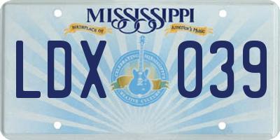 MS license plate LDX039