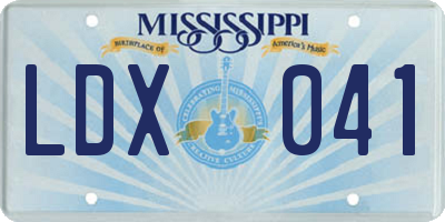 MS license plate LDX041