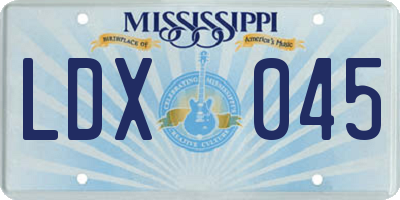 MS license plate LDX045