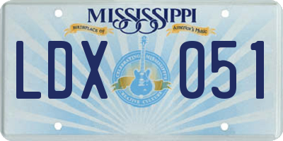 MS license plate LDX051