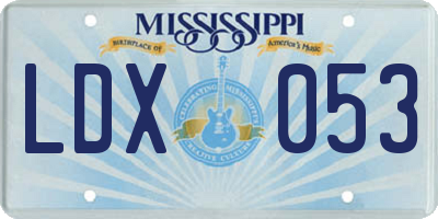 MS license plate LDX053