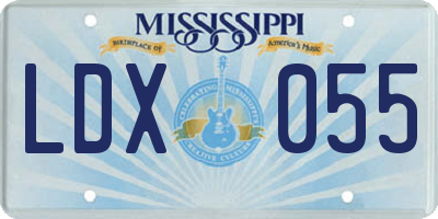 MS license plate LDX055