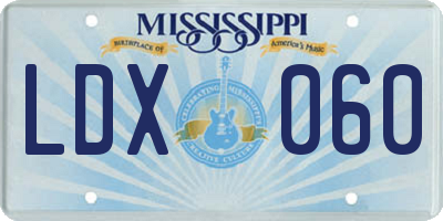 MS license plate LDX060