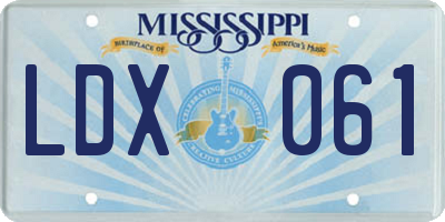 MS license plate LDX061