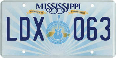 MS license plate LDX063