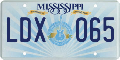MS license plate LDX065