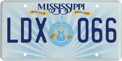 MS license plate LDX066