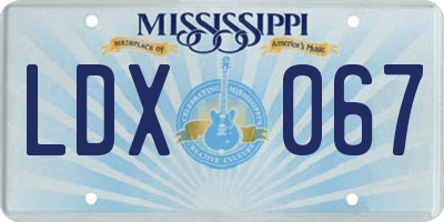 MS license plate LDX067